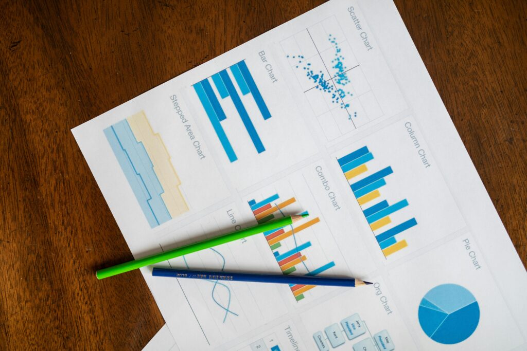 Raport z badania konkurencji przedstawiony w formie wykresów i analiz danych, używany do porównania wyników rynkowych i strategii biznesowych.